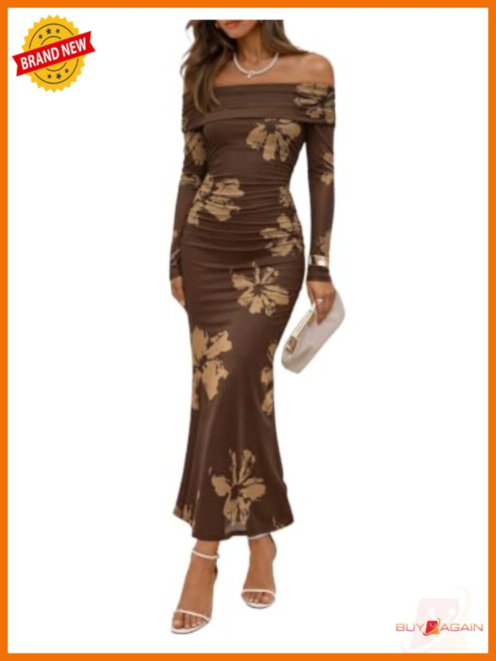 Womens Long Sleeve Mesh Maxi Dress Off Shoulder Bodycon Mermaid